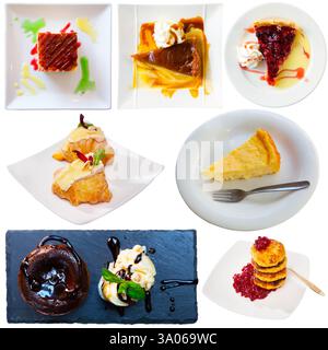 Collection de desserts isolés sur blanc Banque D'Images