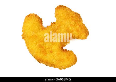 Viande de poisson frite en forme d'ancre isolée sur fond blanc Banque D'Images