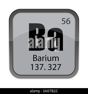 Icône d'élément baryum. Symbole Ba chimique. Numéro atomique 56. Illustration vectorielle. Illustration de Vecteur