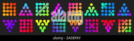 Metaball formes néon dégradé sur fond sombre - symboles brillants vibrants avec des transitions de fusion lisses et des formes fluides. Éléments abstraits dynamiques pour une conception d'interface moderne et futuriste. Illustration de Vecteur