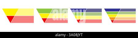 Diagramme en entonnoir ou diagramme pyramidal inversé divisé en quatre couches colorées. Concept de modèle de vente en 4 étapes. Modèle minimal de conception infographique Illustration de Vecteur