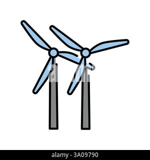 Icône de ligne de couleur énergie éolienne. Elément isolé par vecteur. Contour modifiable. Illustration de Vecteur