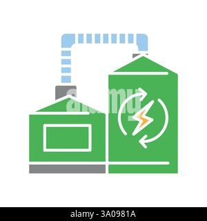 Icône plate biogaz. Elément isolé par vecteur. Contour modifiable. Illustration de Vecteur