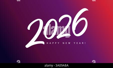 2026 diapositive web calligraphie. Vector concept Happy New Year logo 2026 avec lettrage élégant pour la carte de voeux de vacances ou la conception d'affiche Illustration de Vecteur