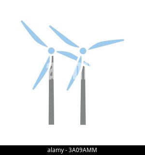 Icône de ligne plate d'énergie éolienne. Elément isolé par vecteur. Contour modifiable. Illustration de Vecteur