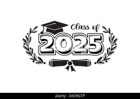 diplômé de la classe 2025. Le concept de décoration félicitations pour les diplômés scolaires. Illustration de Vecteur