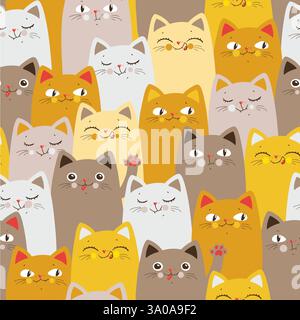 Chats jaunes. Motif sans couture de dessin animé. Vecteur EPS 10 Illustration de Vecteur