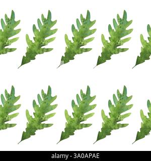 Motif aquarelle sans couture avec des feuilles vertes sur un fond blanc. Parfait pour le tissu, le papier peint, l'emballage et les projets de conception respectueux de l'environnement. Banque D'Images