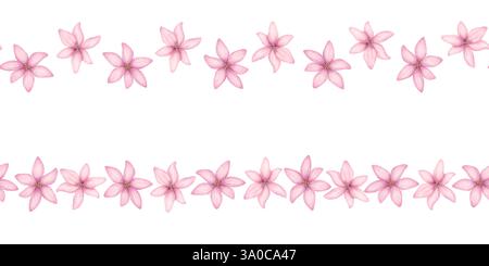 Minuscules fleurs roses bordure sans couture. Ensemble de deux bordures faites de fleurs de jacinthe dans le style aquarelle isolé sur blanc. Élément graphique floral Banque D'Images