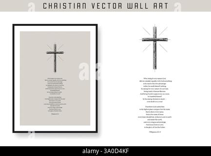 Affiche de motivation croisée chrétienne et mur d'inspiration optimisé Verset biblique. Citation chrétienne pour l'inspiration. Illustration vectorielle. Illustration de Vecteur