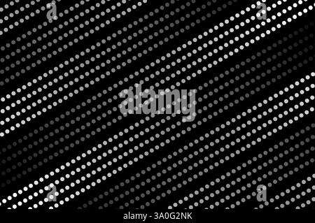 Abstrait forme géométrique diagonale de points de ligne de décoloration, lignes verticales de décoloration, pistes, points de demi-teinte, motif de fond monochrome sans couture à la mode. Illustration de Vecteur