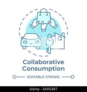 Icône de concept bleu de consommation collaborative Illustration de Vecteur