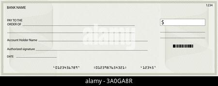 Chèque ou coupon cash, facture de récompense guilloche, chèque ou chéquier de banque, filigrane de devise, spirographe de paiement, modèle financier de coupon, vecteur i Illustration de Vecteur