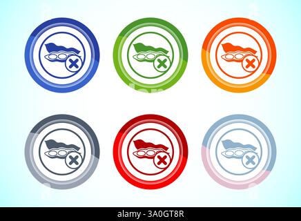 Illustration de conception d'icône sans soja ou soja. Panneau alimentaire de produit sans allergène de soja, ensemble de 6 boutons de couleur Illustration de Vecteur