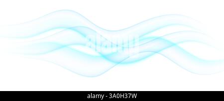 Gradient de fumée douce futuriste bleu. Débit d'air. Arôme frais. Arrière-plan de lignes courbes. Illustration de Vecteur