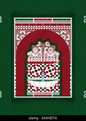 Décoration murale géométrique ornée de motifs complexes et de motifs traditionnels, idéale pour la décoration, les arrière-plans ou pour illustrer les motifs traditionnels et les motifs traditionnels Illustration de Vecteur