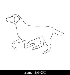 Vecteur plat dessiné à la main contour labrador chien Illustration de Vecteur