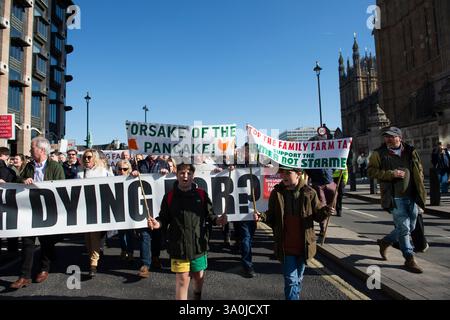 Londres, Royaume-Uni. 4 mars 2025. Les agriculteurs protestent à Westminster contre les droits de succession. Crédit : claire doherty/Alamy Live News Banque D'Images