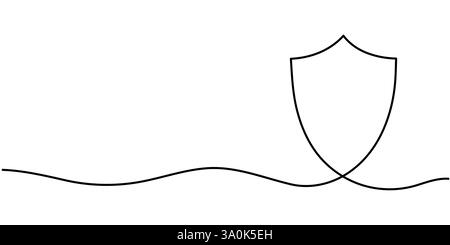 Bouclier d'une ligne continue tracée. Bouclier de sécurité dessiné sur une ligne. Concept de sécurité et de protection. Illustration vectorielle Illustration de Vecteur