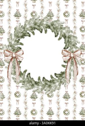Modèle de carte photo de Noël aquarelle Banque D'Images