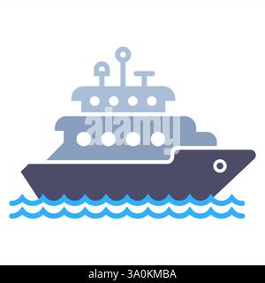 icône de couleur de yacht en mer. loisirs aquatiques Illustration de Vecteur