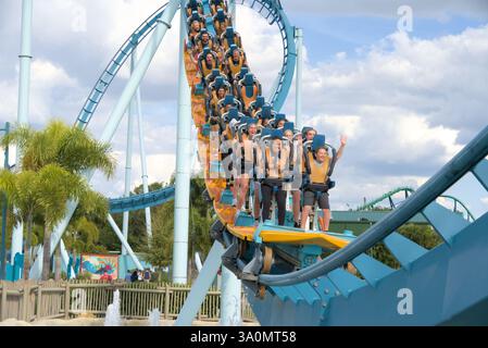 Course courbe Pipedream à Seaworld, Orlado USA. Banque D'Images