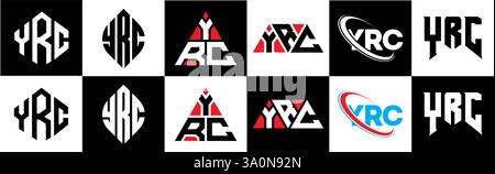 Conception de logo de lettre YRC dans le style six. Polygone YRC, cercle, triangle, hexagone, style plat et simple avec logo de variation de couleur noir et blanc Illustration de Vecteur