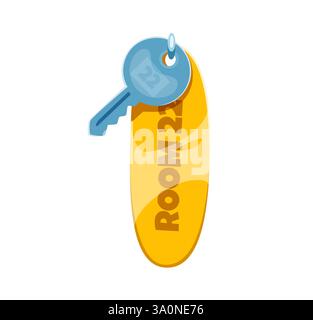 Type de police de voyage d'été, numéro de police comme clé d'hôtel, vecteur alphabet anglais. Vacances d'été police de la clé de la chambre d'hôtel ou de villégiature avec porte-clés dans le shap Illustration de Vecteur