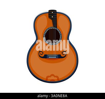 Numéro huit comme instrument musical à cordes de guitare acoustique. Dessin animé vecteur symbole mathématique 8 police cowboy, police Wild West, type WESTERN, caractère alphabétique Illustration de Vecteur