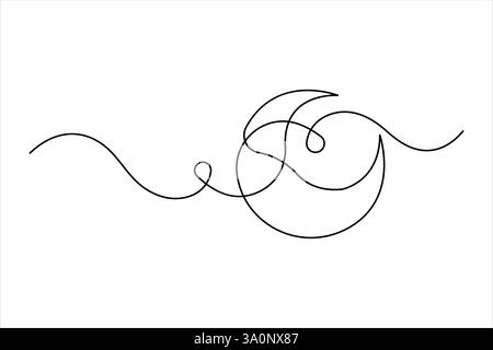 Dessin d'art continu d'une ligne de lune de Ramadan Kareem et Eid dans l'illustration vectorielle de contour Illustration de Vecteur