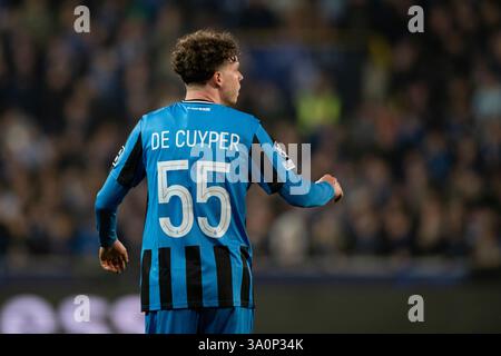 Belgique. 05 mars 2025. Maxim de Cuyper de Bruges lors de l'UEFA Champions League 2024/25, Round of 16, match d'une jambe entre le Club Brugge KV et l'Aston Villa FC au Jan Breydelstadion à Bruges, Belgique, le 4 mars 2025 (photo Andrew SURMA/ crédit : Sipa USA/Alamy Live News Banque D'Images