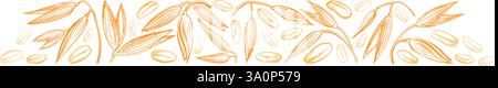 Épi d'avoine, graines dorées. Blé, croquis de détails d'épeautre. Récolte agricole. Symbole de texture vectorielle dessinée à la main. Design vintage graphique pour pack alimentaire Illustration de Vecteur