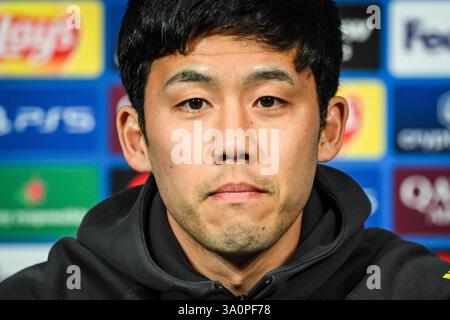 Wataru ENDO du FC Liverpool lors de la conférence de presse de Liverpool en prévision de l'UEFA Champions League, Round of 16, match de 1ère manche entre le Paris Saint-Germain et le Liverpool FC le 4 mars 2025 au stade du Parc des Princes à Paris, France Banque D'Images