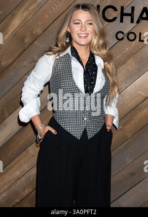 (DOSSIER) le juge signale qu'il peut rejeter le NY Times de 400 millions de dollars Baldoni-vives affaire de diffamation. MANHATTAN, NEW YORK, NEW YORK, États-Unis - 12 FÉVRIER : L'actrice américaine Blake Lively arrive au défilé Michael Kors Collection automne/hiver 2020 - 2020 février lors de la Fashion week de New York tenue à la Bourse américaine le 12 février 2020 à Manhattan, New York, États-Unis. (Photo par image Press Agency) Banque D'Images