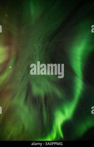 Nordlichter (Aurora Borealis) über dem Brúarfoss Wasserfall, ein verstecktes Naturjuwel in der Landschaft Westislands, entlang der Golden Circle route in der Nacht von 16.02.2025. auf 17.02.2025. // aurores boréales (aurores boréales) sur la cascade de Brúarfoss, un joyau naturel caché dans le paysage de l'ouest de l'Islande, le long de la route du cercle d'Or dans la nuit du 16.02.2025. au 17.02.2025. - 20250216 PD32175 crédit : APA-PictureDesk/Alamy Live News Banque D'Images