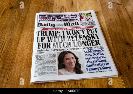 4 mars 2025. Le titre de la première page du Daily mail est Trump : je ne supporterai pas Zelensky pour beaucoup plus longtemps. Banque D'Images