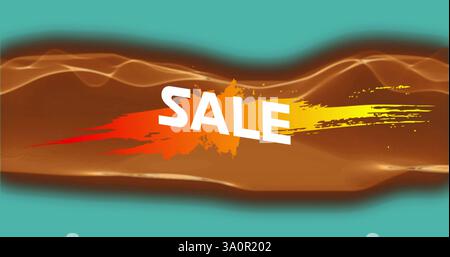 Image du texte de vente sur des formes orange en mouvement Banque D'Images