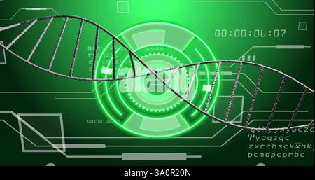 Image de brin d'adn sur balayage et traitement des données Banque D'Images