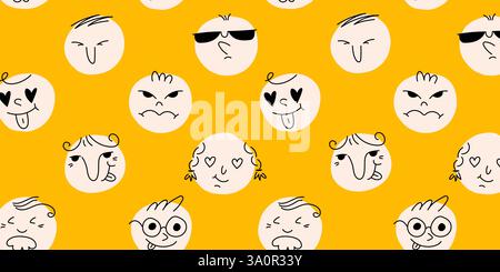 Motif sans couture de visage comique abstrait rond Illustration de Vecteur