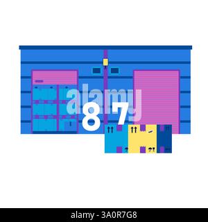 Stockez ou récupérez des marchandises de l'entrepôt. illustration de concept de commerce électronique. Illustration de Vecteur