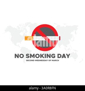 Journée non fumeur. Tous les deux mercredis de mars. Arrêtez de fumer. Illustration Journée sans fumer. Icône de cigarette barrée. Campagne arrêter de fumer. Pas de fumée Illustration de Vecteur