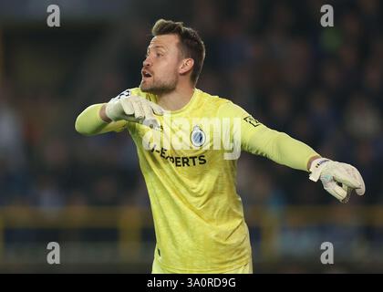 Bruges, Belgique. 4 mars 2025. Simon Mignolet du Club Brugge lors du match de l'UEFA Champions League Club Brugge vs Aston Villa au Jan Breydel Stadium, Brugge. Le crédit photo devrait se lire : Paul Terry/Sportimage crédit : Sportimage Ltd/Alamy Live News Banque D'Images