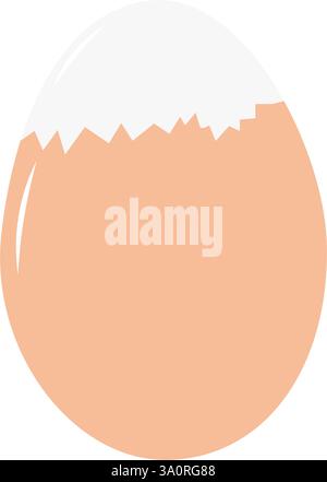 Oeuf de poule dur partiellement pelé en coquille d'oeuf beige cartes thématiques minimaliste élément idée. Illustrations vectorielles isolées cartes de menu ou bannière promotionnelle Web, dépliants, documents imprimés ou étiquette de prix Illustration de Vecteur