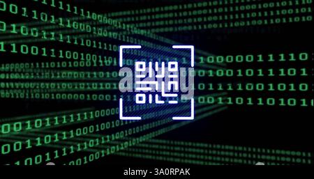 Image du code qr et du codage binaire du traitement des données numériques Banque D'Images