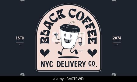 Tasse à café, mascotte drôle de personnage Illustration de Vecteur