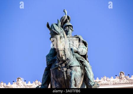 Rome, Italie - 29 juin 2019 : gros plan de la statue équestre de Victor Emmanuel IIe le Vittoriano Banque D'Images
