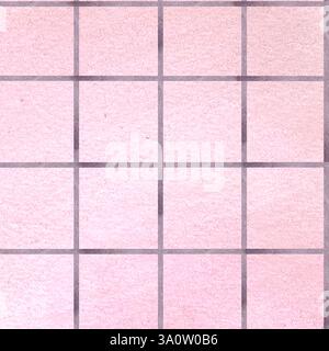 Motif abstrait sans couture avec des lignes violettes sur fond de tache d'aquarelle rose. Ornement de bandes verticales et horisontales comme compagnon du motif principal Banque D'Images