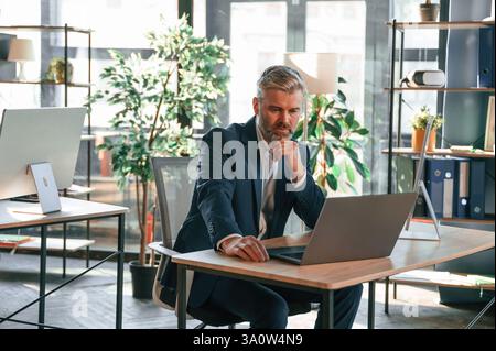 Un homme d'affaires senior travaille dans le bureau. Banque D'Images