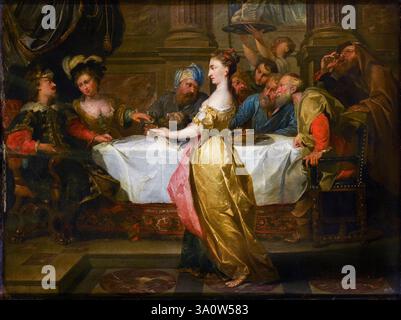 Fête d’Hérode, Salomé apporte la tête de Saint Jean Baptiste au roi Hérode, peignant à l’huile sur toile d’après Pierre Paul Rubens, 1600-1699 Banque D'Images