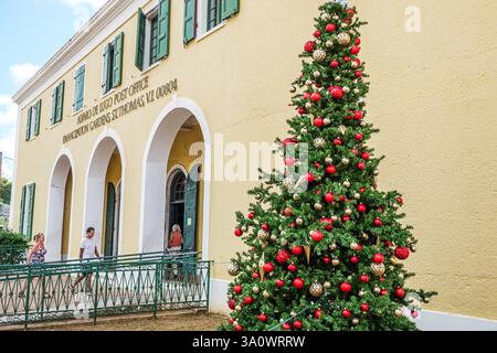 Charlotte Amalie,Saint réunis Thomas,Îles Vierges américaines USVI,entrée extérieure,Alvaro de Lugo Emancipation Garden Post Office,Norre Gade,historique Banque D'Images